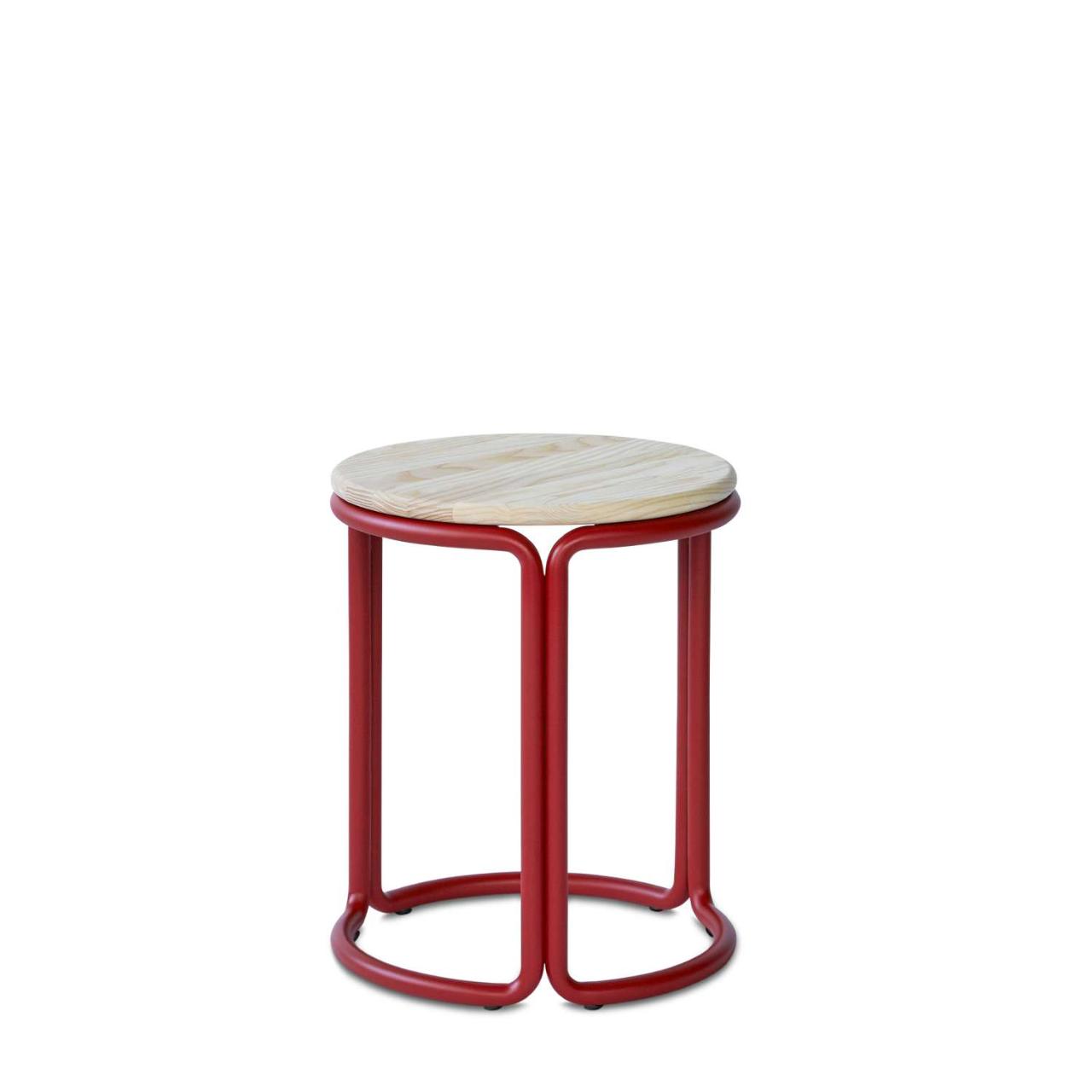 HARDIE stool - Basque Red stel with Natural ask sæde