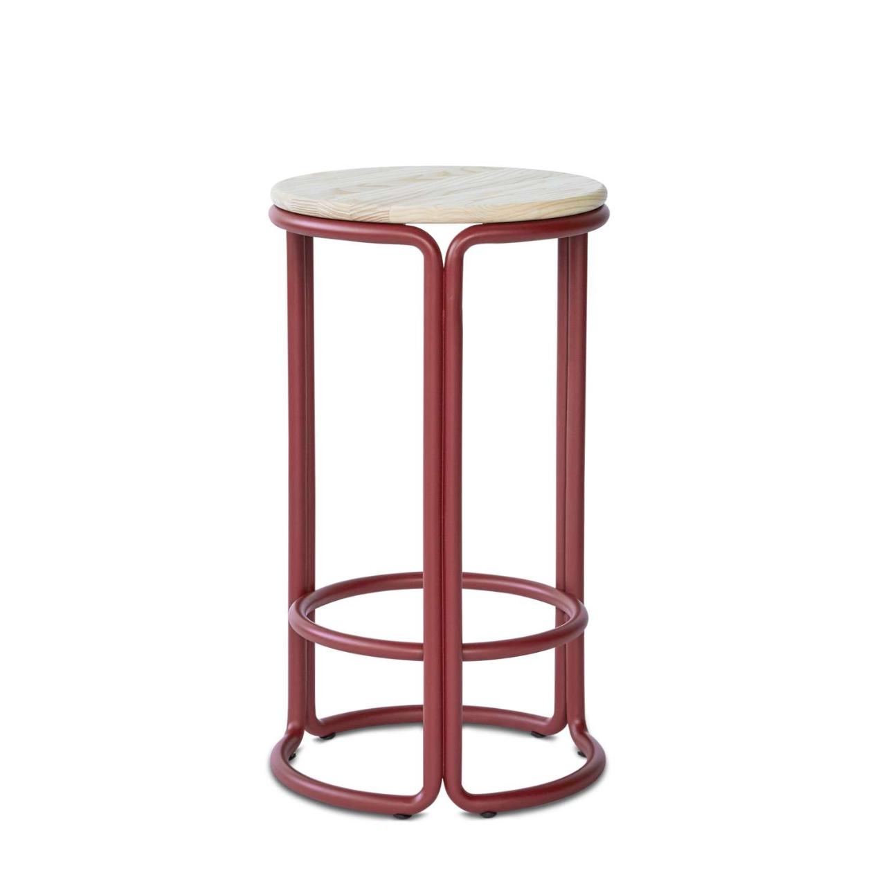 HARDIE counter stool - Basque Red stel with Natural ask sæde