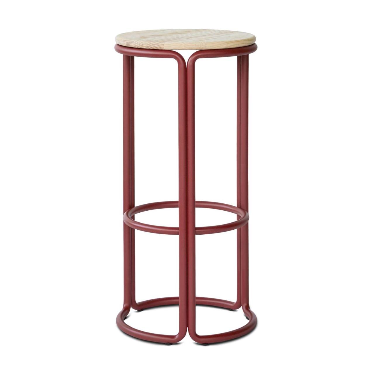 HARDIE bar stool - Basque Red stel with Natural ask sæde