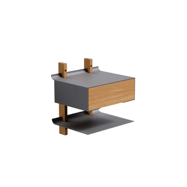 Smile Bedside Table Shelf - Oak/Grey