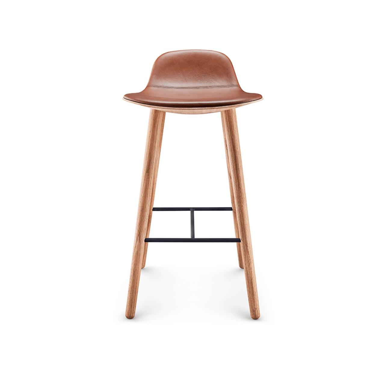 Yuuga barstol - Olieret eg m. cognac læder - 75 cm