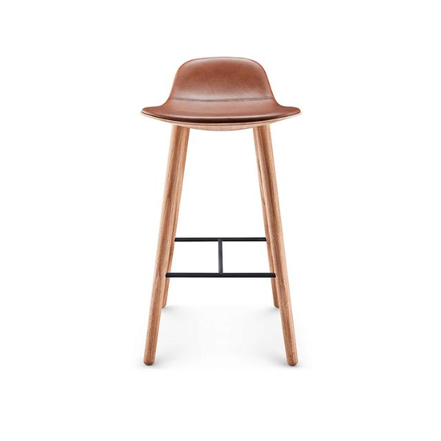 Yuuga barstol - Olieret eg m. cognac læder - 75 cm