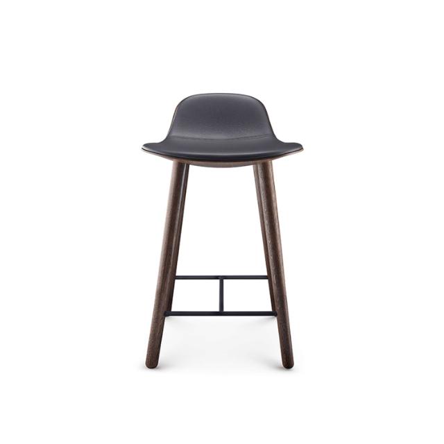 YUUGA counter stool - H65 - Smoked oak/Black leather