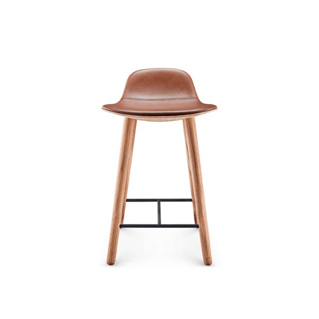 YUUGA counter stool - H65 - Nature oak/Cognac leather