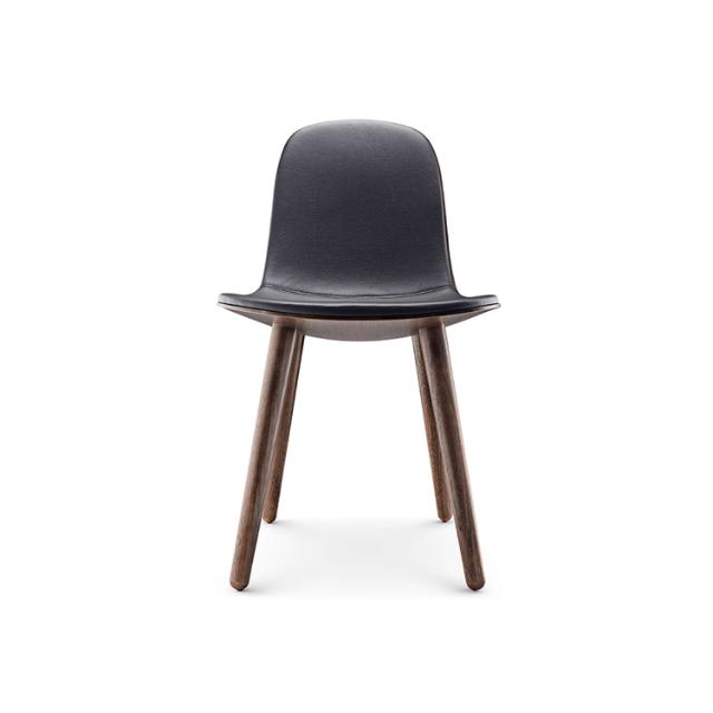 YUUGA dining chair - Smoked oak/Black leather