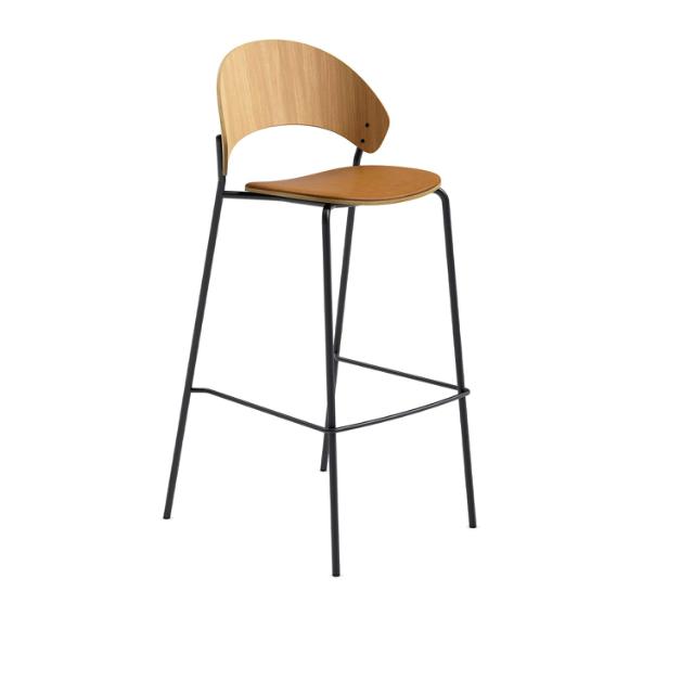 Dosina barstool - 75 cm - Oiled oak w. cognac leather upholster