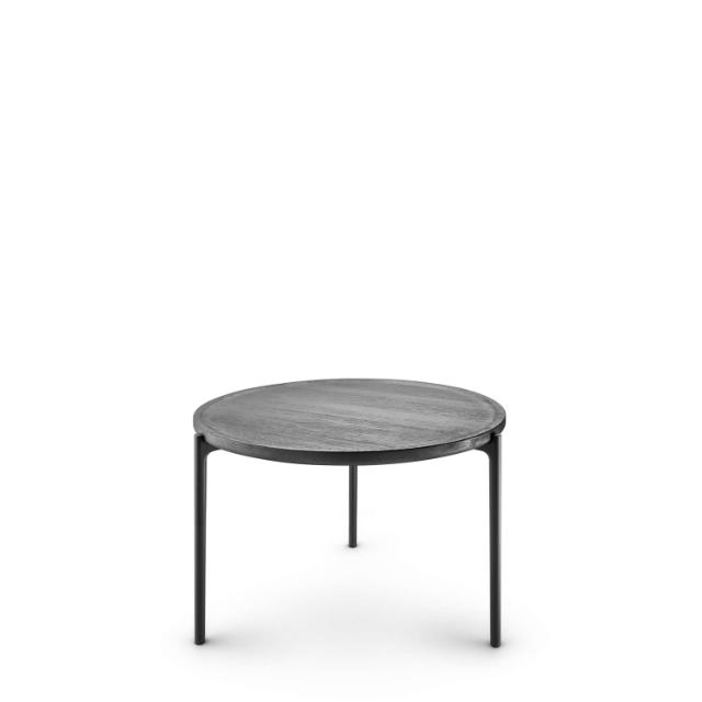 SAVOYE table - Oak black stained oiled - ø60x42 cm