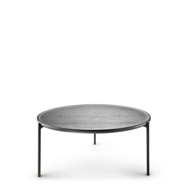 SAVOYE table - Oak black stained oiled - ø90x42 cm