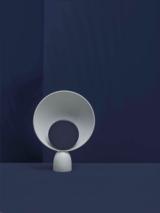 BLOOPER table lamp Ash Grey with Navy Blue disc