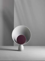 BLOOPER table lamp - Ash Grey with Fig Purple disc