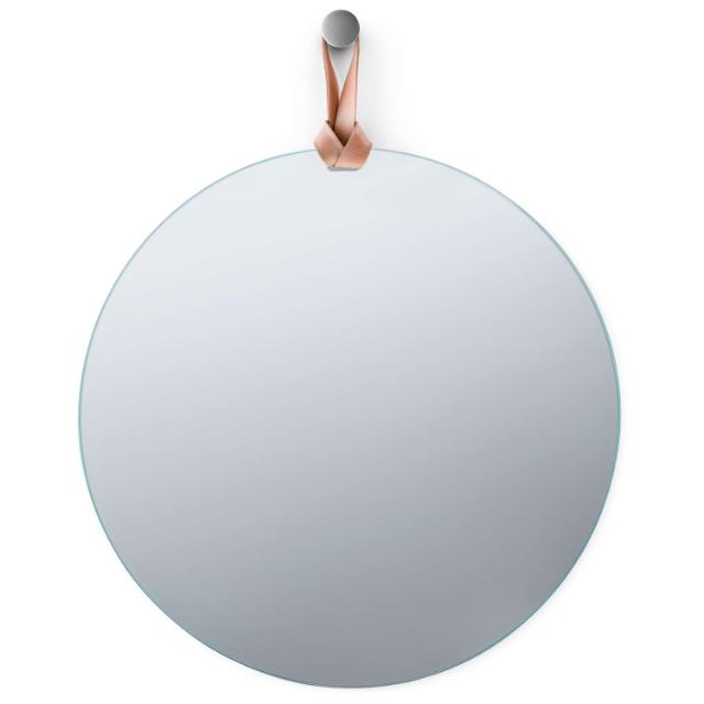 Rope Spejl - Ø70 cm - med læderstrop