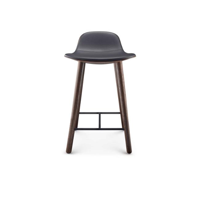 YUUGA counter stool - H65 - Smoked oak/Black leather