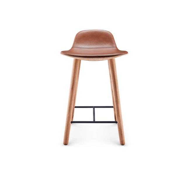 YUUGA counter stool - H65 - Nature oak/Cognac leather