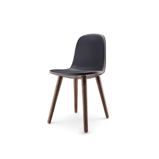 YUUGA dining chair - Smoked oak/Black leather
