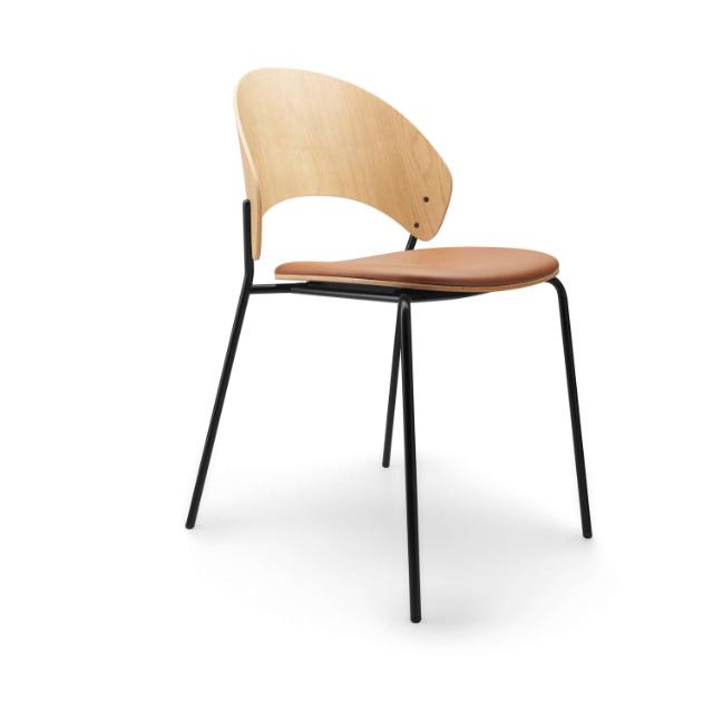 Dosina spisebordsstol - Olieret eg m. cognac læder polstring