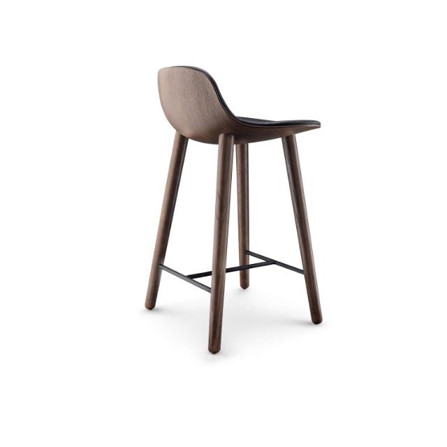 YUUGA counter stool - H65 - Smoked oak/Black leather