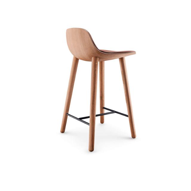 YUUGA counter stool - H65 - Nature oak/Cognac leather