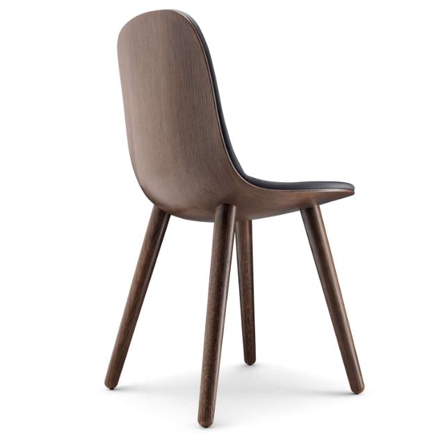 YUUGA dining chair - Smoked oak/Black leather