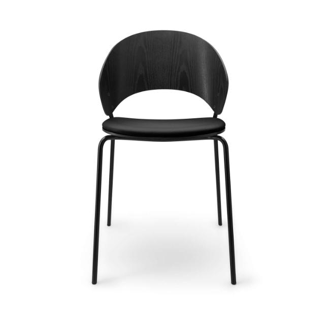 Dosina dining chair - Black oak w. black leather upholster