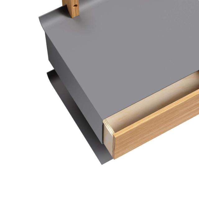 Smile Bedside Table Shelf - Oak/Grey