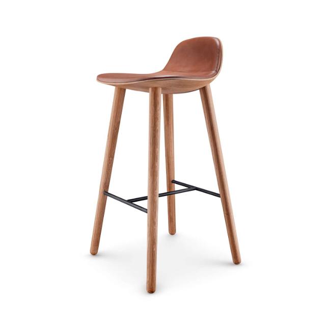 Yuuga barstol - Olieret eg m. cognac læder - 75 cm