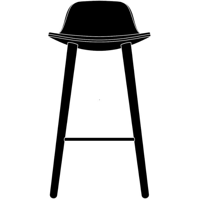 Yuuga barstol - Røget eg m. sort læder - 75 cm